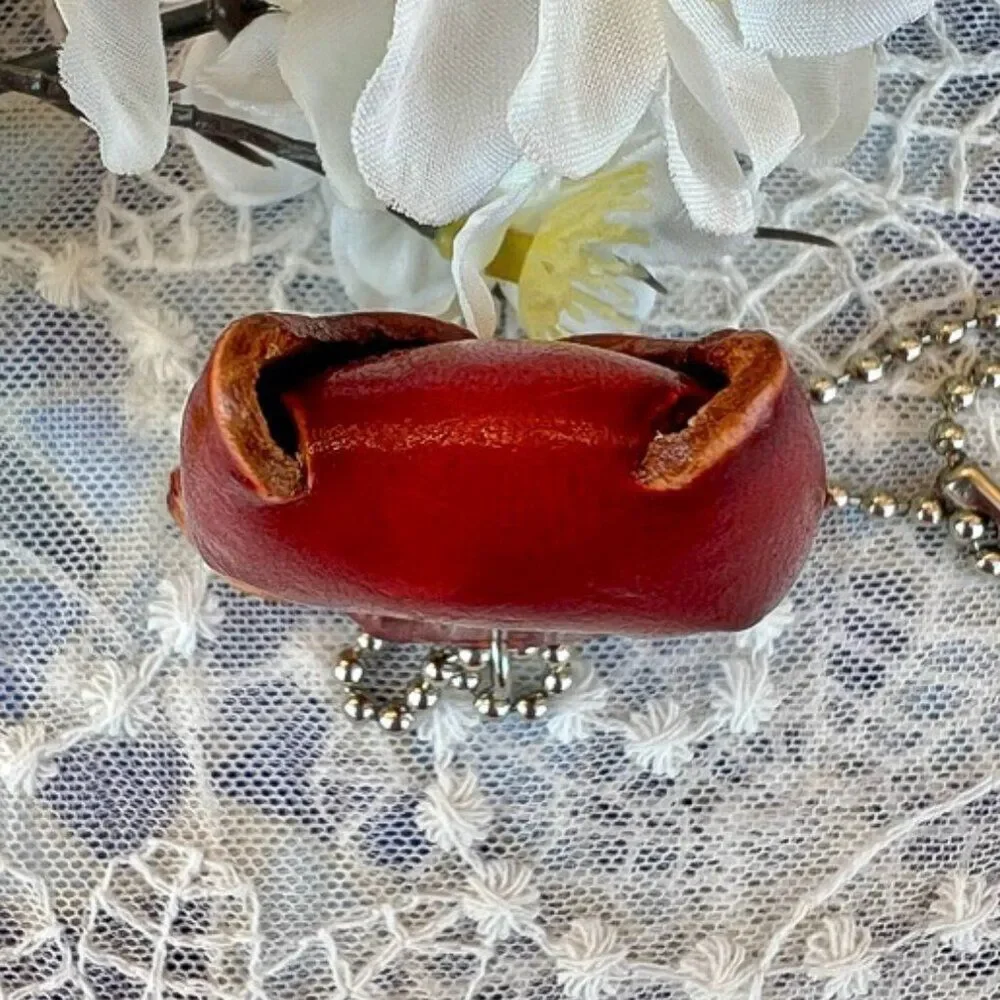 Handmade Red Koala Bear Leather Purse Charm Keychain